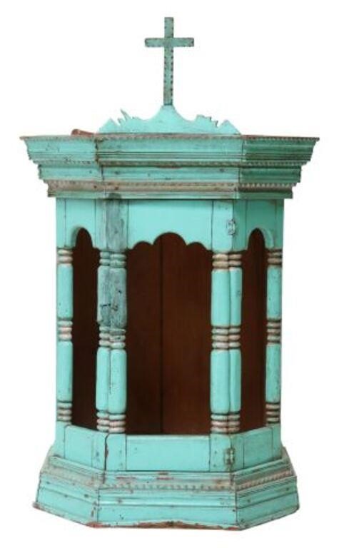 RUSTIC PAINTED WOOD NICHO CABINET,