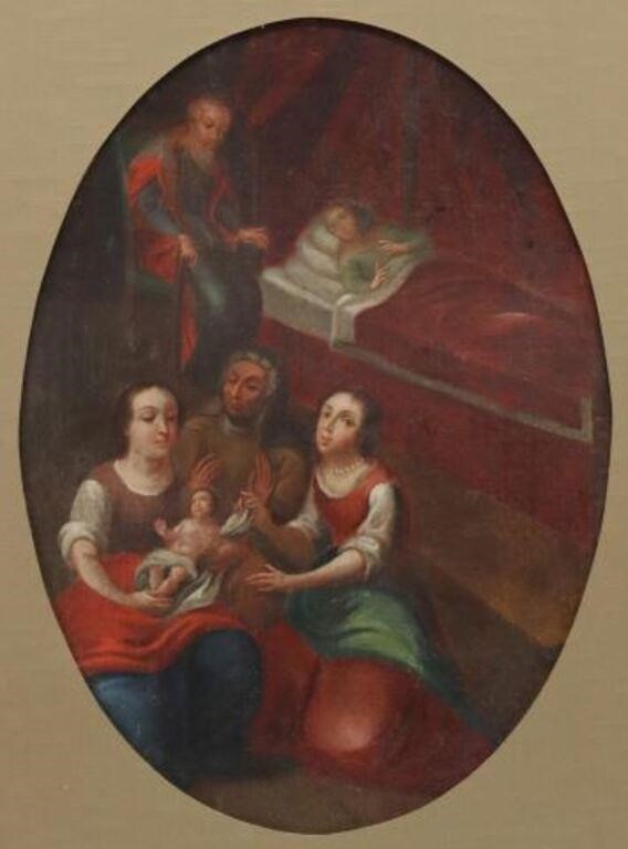 OIL ON CANVAS PAINTING NATIVITY 353f37