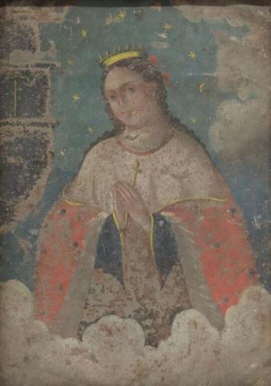 FRAMED OIL ON TIN RETABLO SANTA 353f49