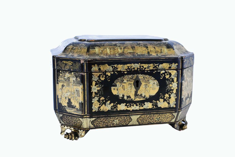 CHINESE GILT DECORATED BLACK LACQUER 353f63