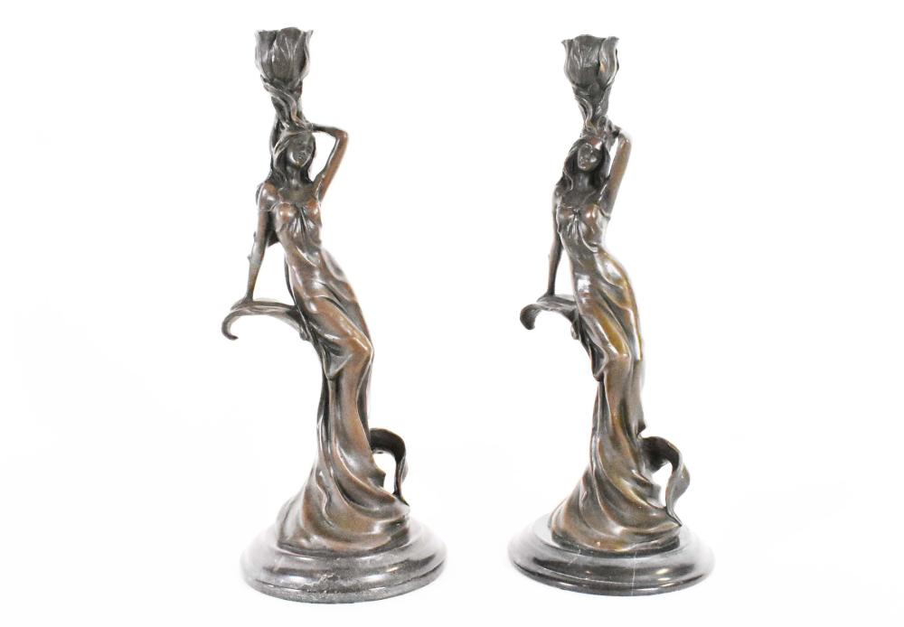 PAIR OF PATINATED BRONZE FIGURAL 353f6f