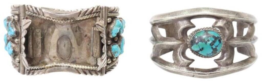 (2) NATIVE AMERICAN SILVER & TURQUOISE