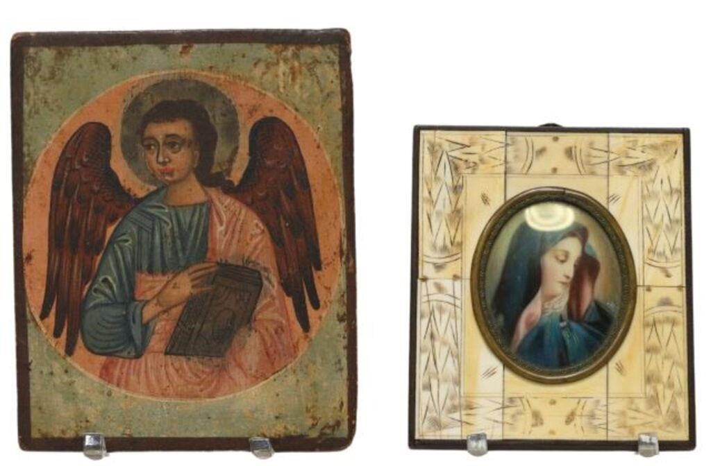  2 PAINTED MINIATURES VIRGIN MARY 353fe6