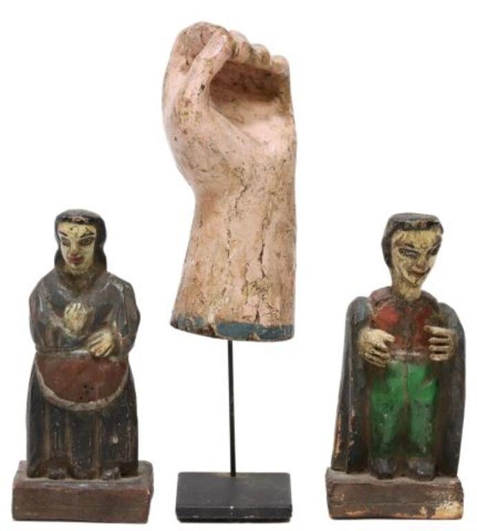  3 RELIGIOUS CARVED SANTOS THE 353fe2