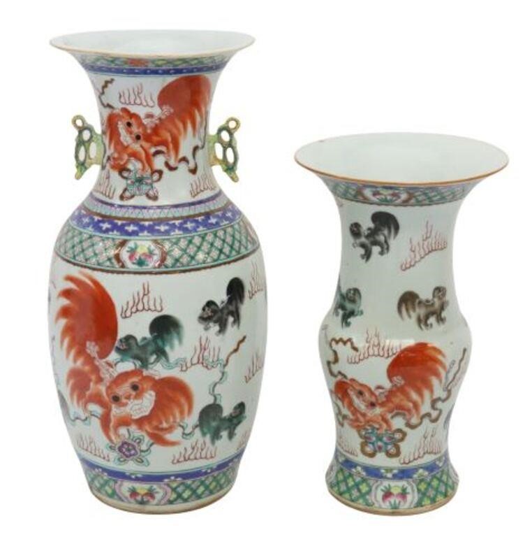 (2) CHINESE PORCELAIN FOO LION