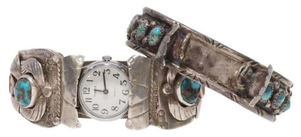 (2) NATIVE AMERICAN SILVER & TURQUOISE