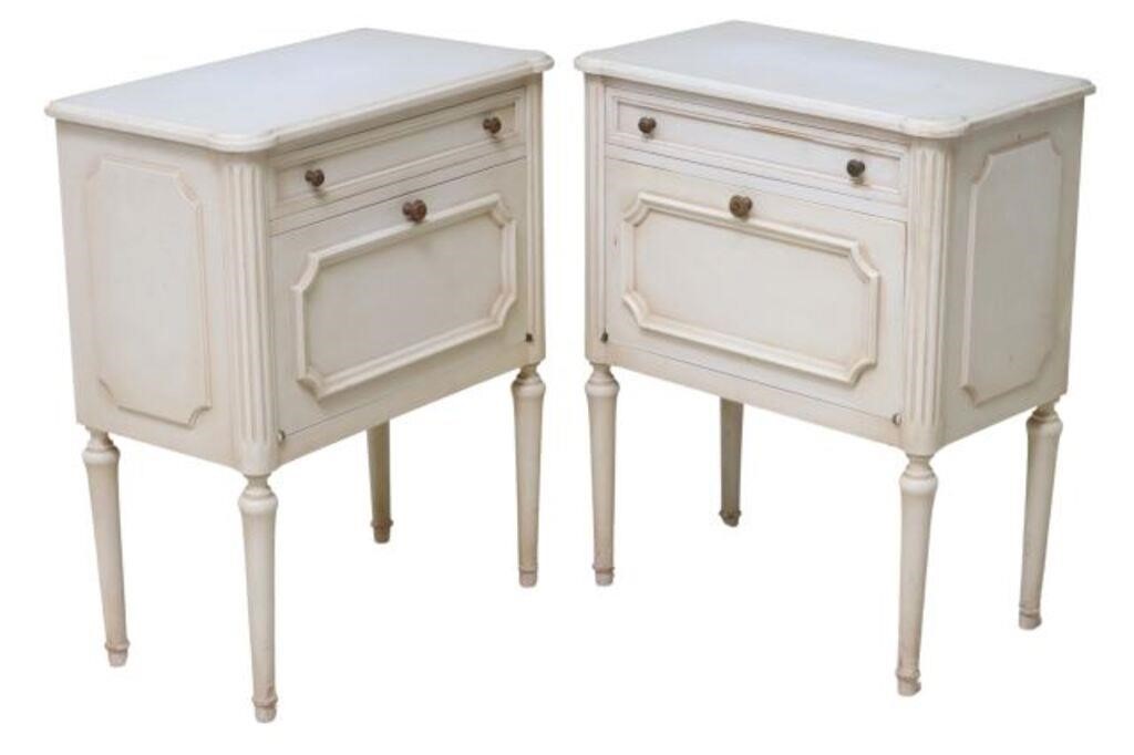  2 FRENCH LOUIS XVI STYLE PAINTED 35404b
