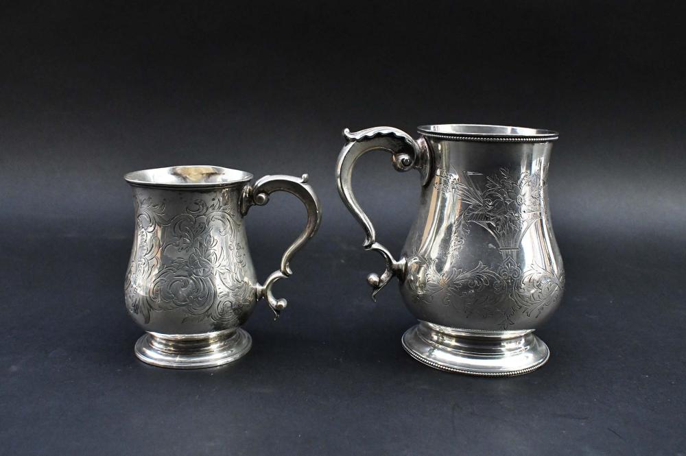 TWO VICTORIAN SILVER MUGSThe larger  3540bc