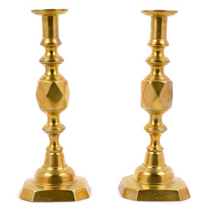 A Pair of Victorian Brass Candlesticks Late 3519c7