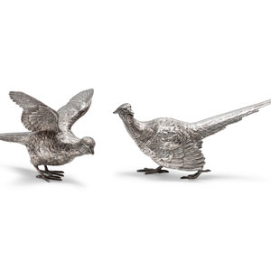 A Pair of English Silver Pheasant