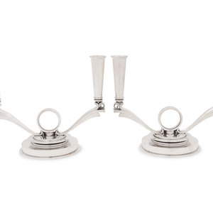 A Pair of Georg Jensen Silver Two-Light