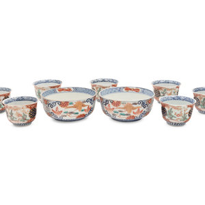 A Set of Nine Imari Palette Porcelain 351a11