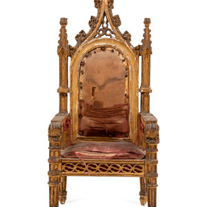 A Gothic Style Carved Giltwood