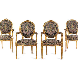 A Set of Four Louis XVI Style Giltwood