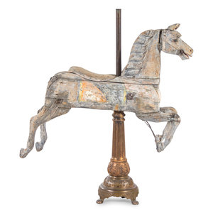 A Carved Pine Horse Form Carousel 351ab0