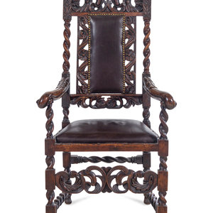 A William and Mary Style Oak Armchair 19th 351ada