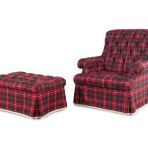 A Button Tufted Tartan Upholstered 351afa