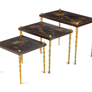 A Set of Three Gilt Metal and Chinese