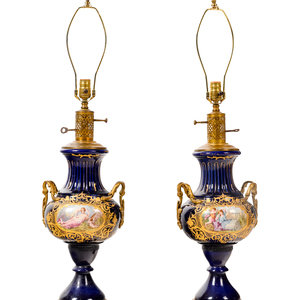 A Pair of Sèvres Style Porcelain Vases