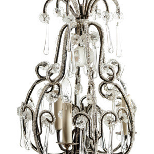 A French Beaded Cast Metal Chandelier