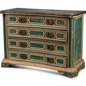 An Italian Green-Painted Chest