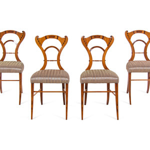 A Set of Four Biedermeier Inlaid