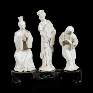 Three Chinese Blanc-de-Chine Porcelain