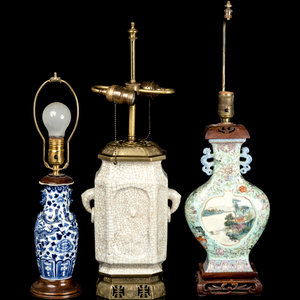 Three Chinese Porcelain Vases 
each