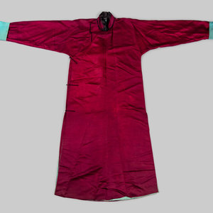 A Chinese Maroon Ground Woven Silk