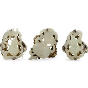 Three Chinese White Jade Inset