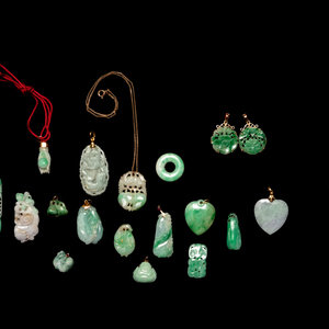 19 Small Chinese Jadeite Pendants
of