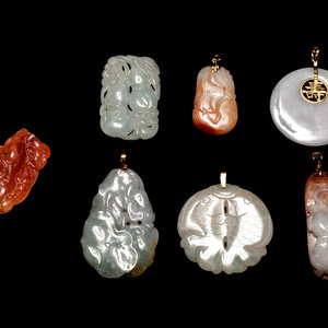 Seven Chinese Jadeite Pendants comprising 351d3f