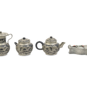 Four Chinese Pewter and Pewter