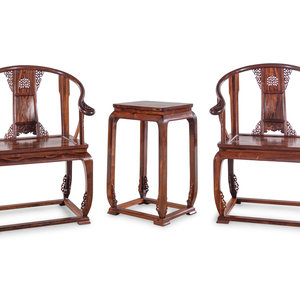 A Pair of Huanghuali Chair and