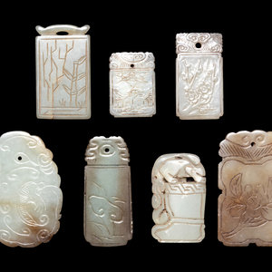 Seven Chinese Celadon Jade Carved 351d70