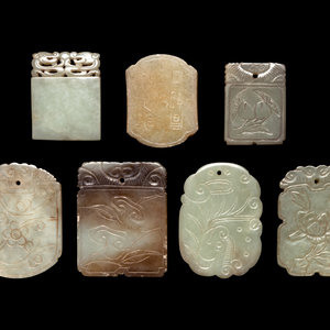 Seven Chinese Celadon Jade Carved 351d71