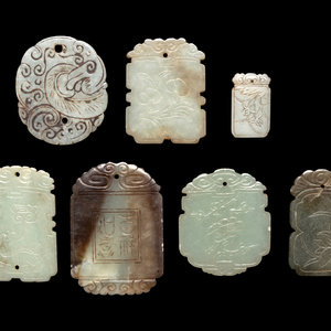 Seven Chinese Celadon Jade Carved 351d72