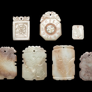 Seven Chinese Celadon Jade Carved 351d73