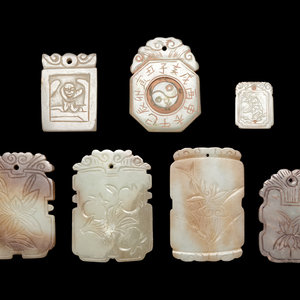 Seven Chinese Celadon Jade Carved