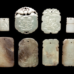 Eight Chinese Celadon Jade Carved 351d77