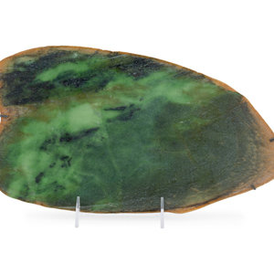 A Large Chinese Mottled Green Jade
