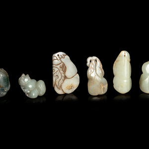 Six Chinese Celadon Jade Carvings