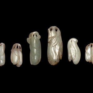 Six Chinese Carved Jade Beans each 351d92
