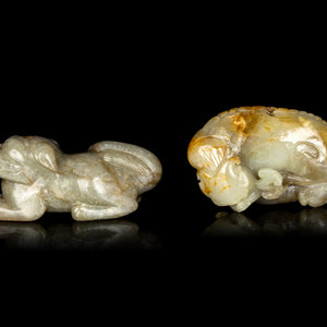 Two Chinese Pale Celadon Jade Figures