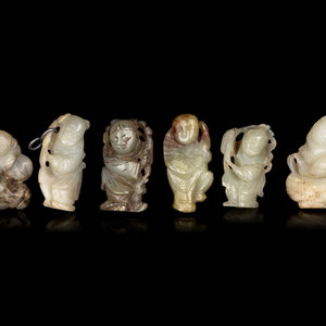 Six Chinese Jade Carvings of Boys comprising 351dad