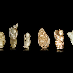 Six Chinese Celadon Jade Carvings