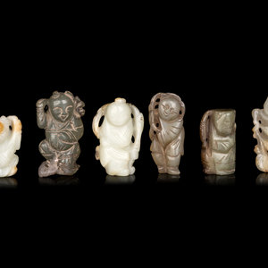 Six Chinese Jade Carvings of Boys each 351dab