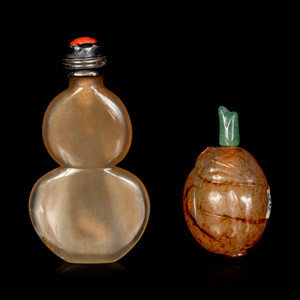 Two Chinese Agate Snuff Bottle LATE 351dbd