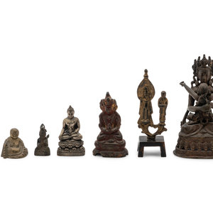 Seven Asian Bronze Figures of Buddha