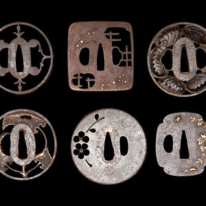 Six Iron Tsuba 19TH CENTURY comprising 351df2